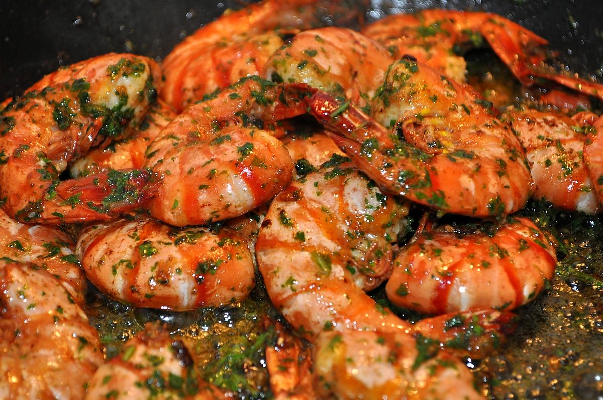 Crevettes sautées à l'ail